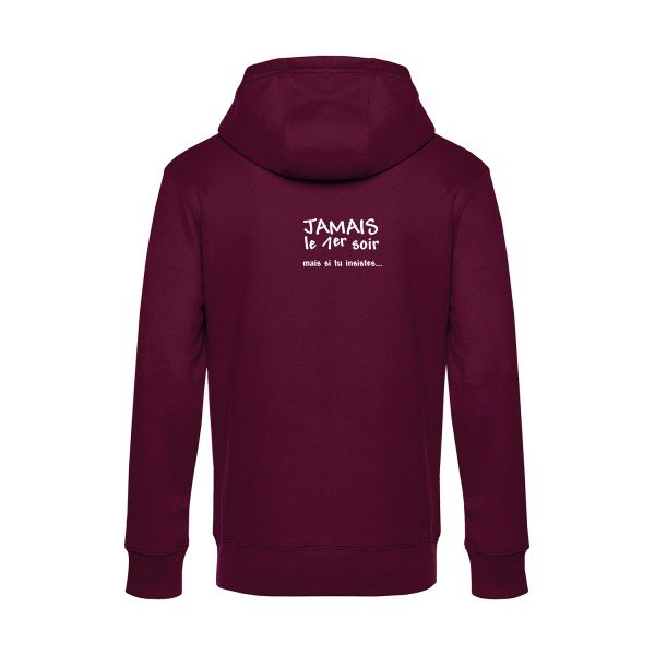 JAMAIS... sweat shirt original Burgundy flex Blanc impression Dos