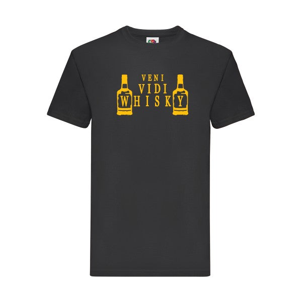 T-shirt|VENI VIDI WHISKY |flex jaune Or| Fruit of the loom 205 g 