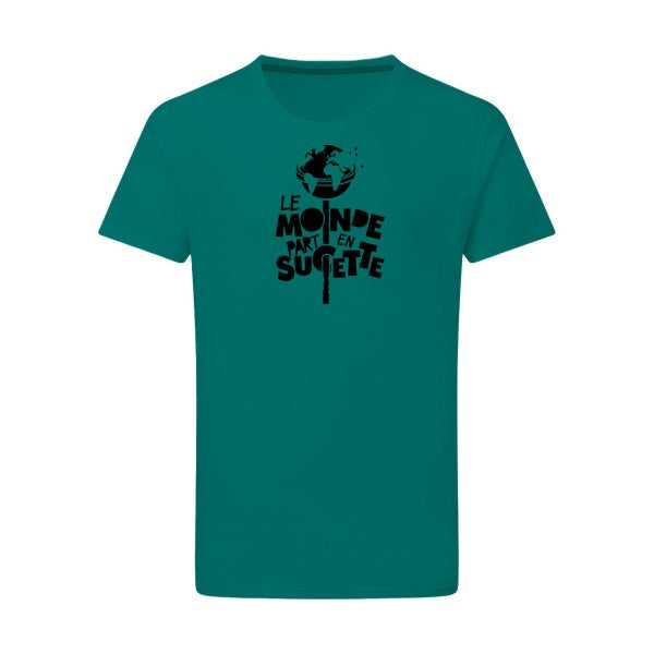 Le Monde part en Sucette - Flex noir Tshirt original Emerald Green  2XL