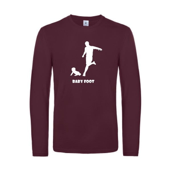 baby foot - t shirt- manches- longues- original- humour- Burgundy impression Face