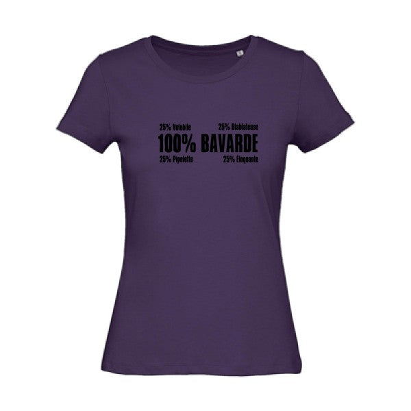 T shirt humour bio femme   femme bio|  Bavarde Noir 