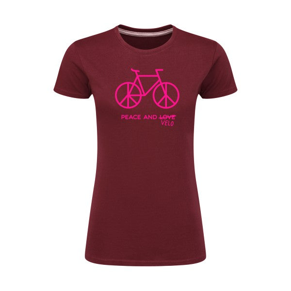 Peace and vélo Rose Fluo |T shirt original femme|SG