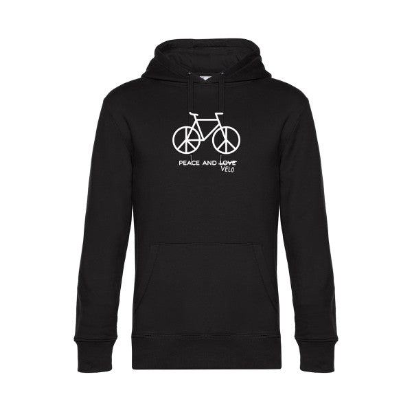 Peace-and-velo sweat shirt original Black flex Blanc impression Face