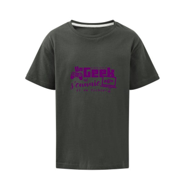 Un geek ne s'ennuie pas Flex Violet SG - Kids T-shirt enfant Charcoal Taille 152 (11-12/2XL)