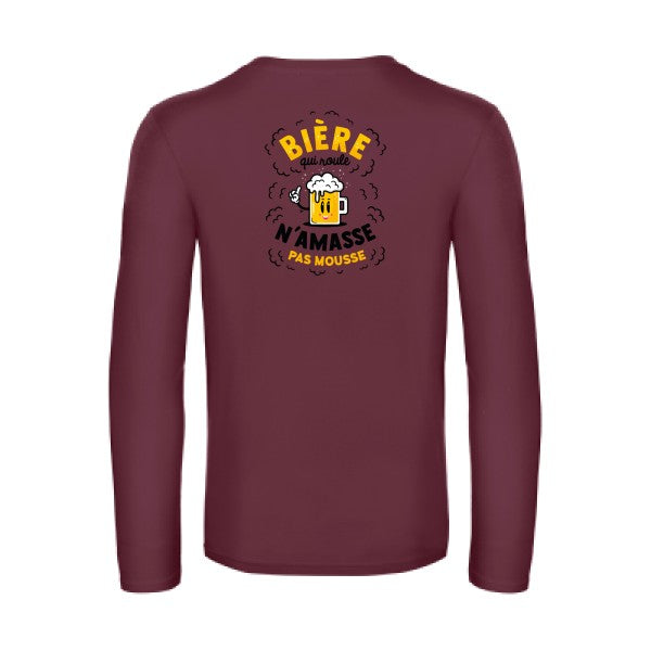 biere-qui-roule-t-shirt-manches-longues-original-humour -Burgundy