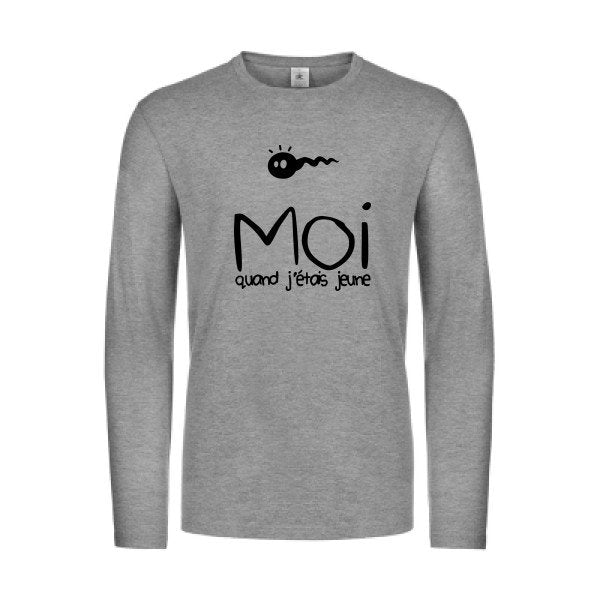 moi quand j etais jeune - t shirt- manches- longues- original- humour- Sport Grey impression Face