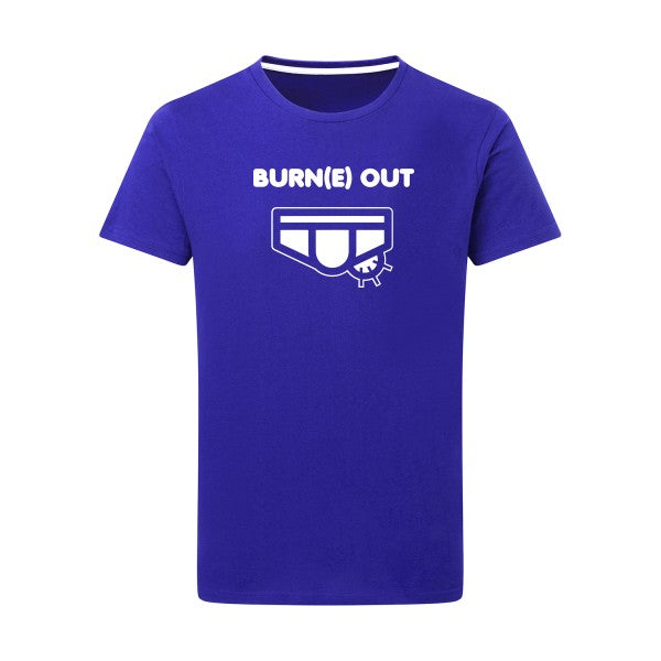 Burn(e) Out Blanc -Flex Blanc sur T-shirt SG  Royal Blue  5XL