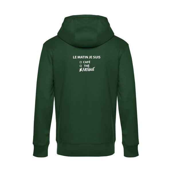 Le-matin-je-suis... sweat shirt original Bottle Green flex Blanc impression Dos