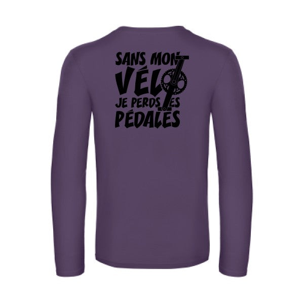 sans mon velo je perds les pedales  - t shirt- manches- longues- original- humour- Urban Purple impression Dos