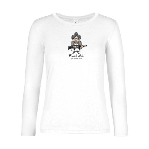 t-shirt lsl femme Mamie-Traillette-  White flex 