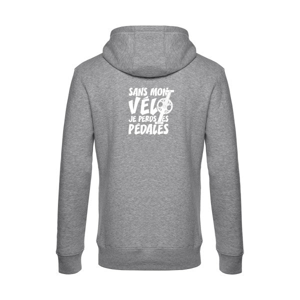 Sans-mon-velo-je-perds-les-pedales sweat shirt original Heather Grey flex Blanc impression Dos
