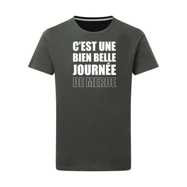 Journée de m... Blanc -Flex Blanc sur T-shirt SG  Charcoal  5XL