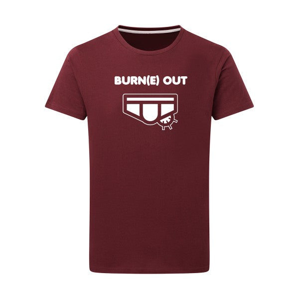 Burn(e) Out Blanc -Flex Blanc sur T-shirt SG  Burgundy  2XL