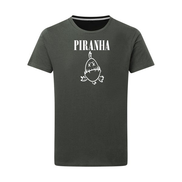 Piranha -Flex Blanc sur T-shirt SG  Charcoal  5XL