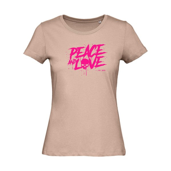 T shirt humour bio femme   femme bio|Peace or no peace Rose Fluo 