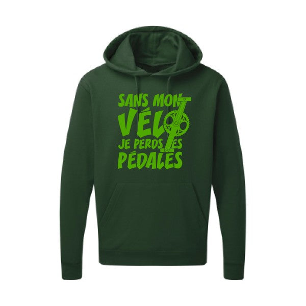 Sans mon vélo, je perds les pédales ! |Sweat  capuche humoristique Vert pomme 