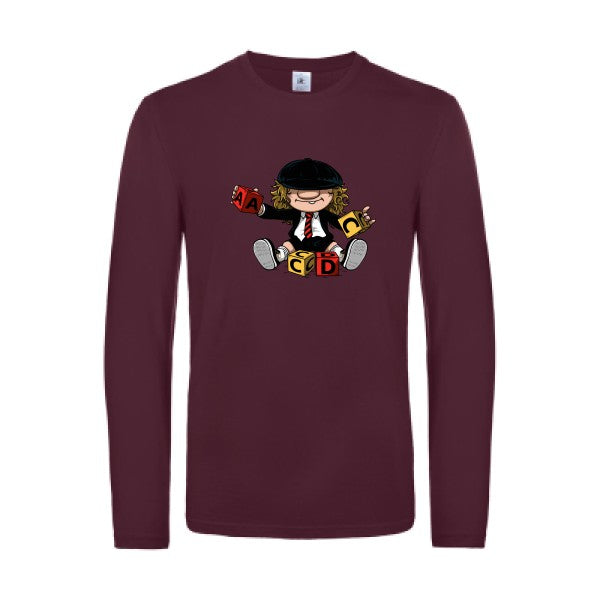 acdc-t-shirt-manches-longues-original-humour -Burgundy