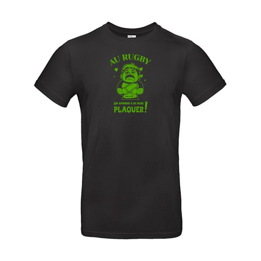 Au rugby, on apprend à se faire plaquer ! flex Vert pomme B&C - E190 T-shirt|Black||5XL