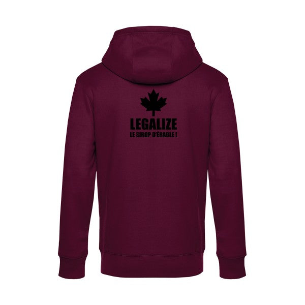Legalize-le-sirop-d-erable sweat shirt original Burgundy flex Noir impression Dos