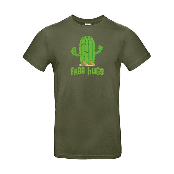 T-shirt humour original Freehugs T Shirt couleur Urban Khaki