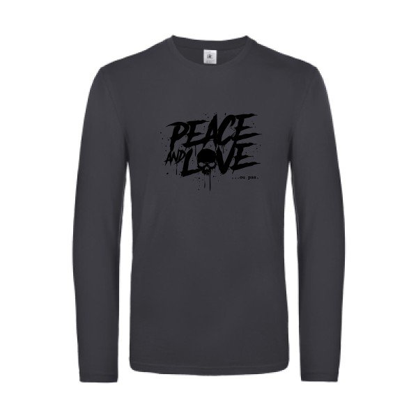 peace or no peace - t shirt- manches- longues- original- humour- Dark Grey impression Face