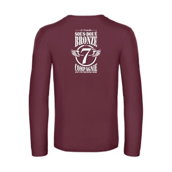 7eme compagnie crew - t shirt- manches- longues- original- humour- Burgundy impression Dos