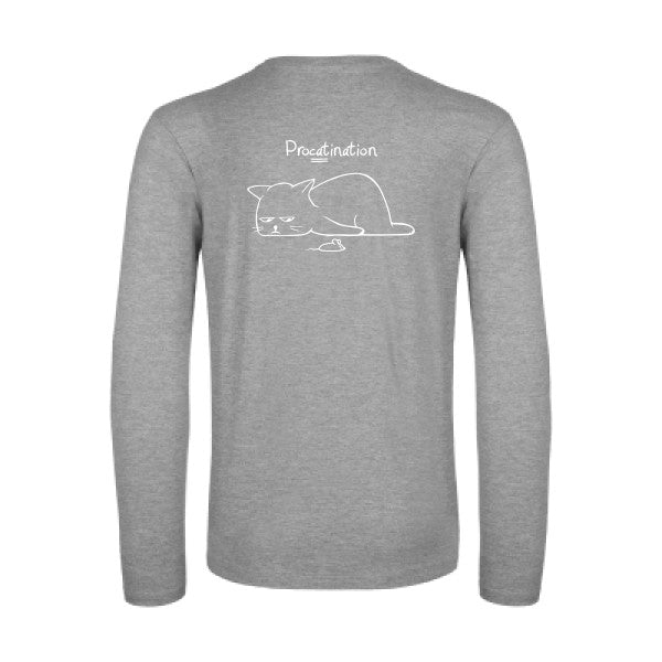 procatination - t shirt- manches- longues- original- humour- Sport Grey impression Dos