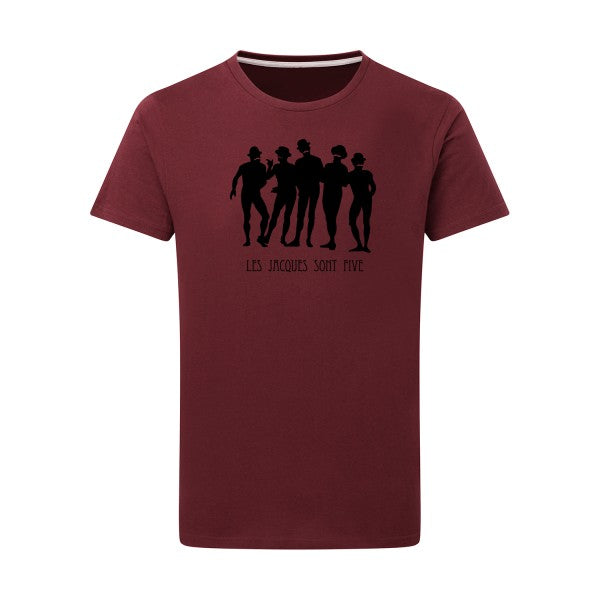 Les Jacques sont Five noir -Flex noir sur T-shirt SG  Burgundy  2XL