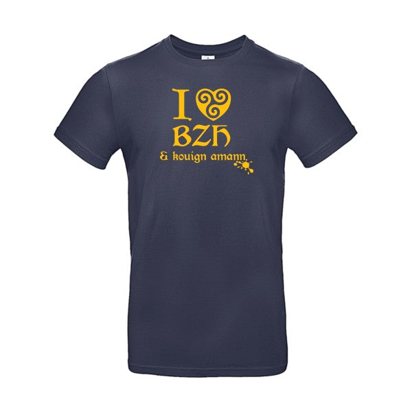 Love BZH & kouignFlex jaune or- T-shirt E190|Navy Blue||2XL