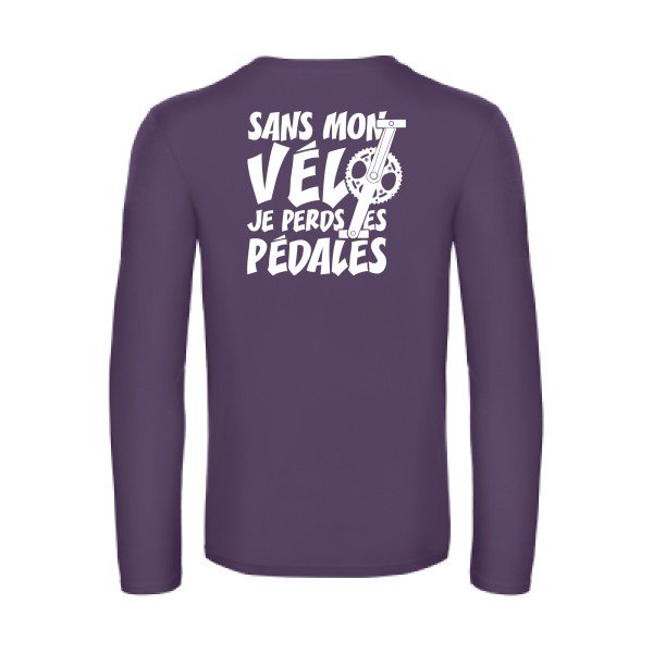 sans mon velo je perds les pedales  - t shirt- manches- longues- original- humour- Urban Purple impression Dos