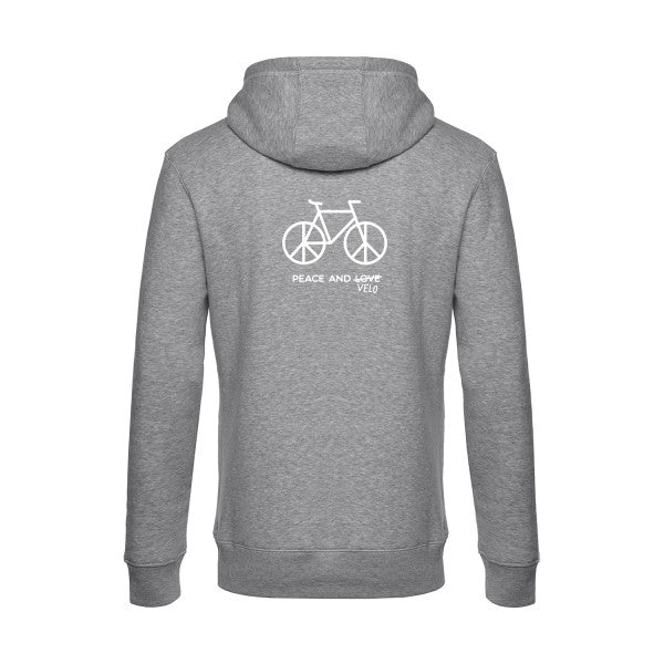 Peace-and-velo sweat shirt original Heather Grey flex Blanc impression Dos