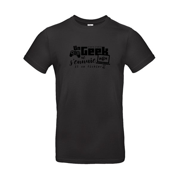 Un geek ne s'ennuie pas Flex noir |E190 T-shirt|Black||5XL