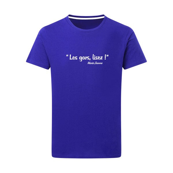 Les gars lisez ! Blanc -Flex Blanc sur T-shirt SG  Royal Blue  5XL