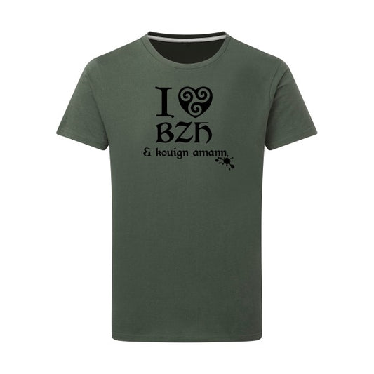 Love BZH & kouign noir -Flex noir sur T-shirt SG  Thyme  2XL