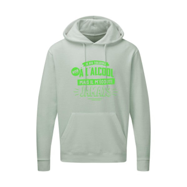 Non à l'alcool  |Sweat  capuche humoristique Vert fluo 