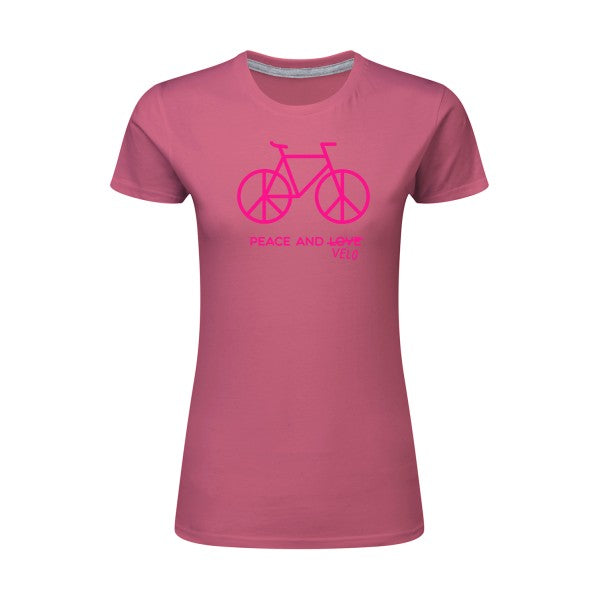 Peace and vélo Rose Fluo |T shirt original femme|SG