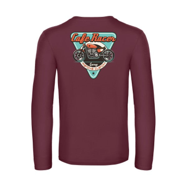 cafe-racer-t-shirt-manches-longues-original-humour -Burgundy