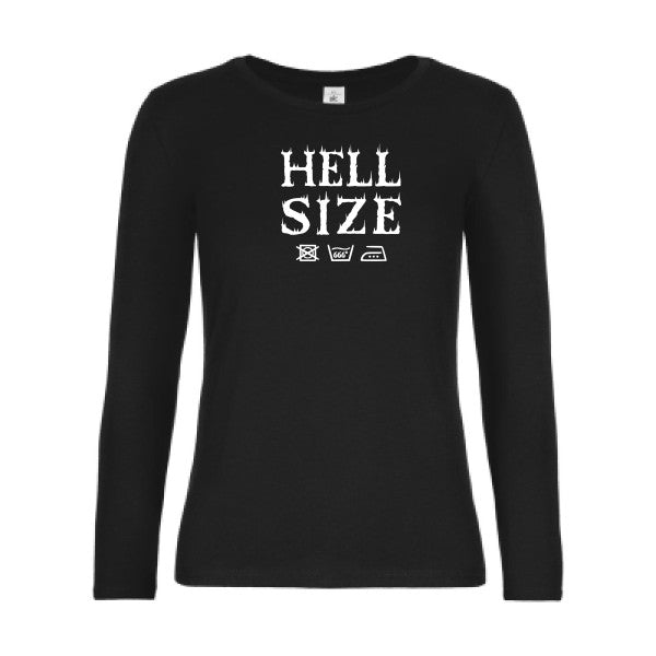 t-shirt lsl femme HELL-SIZE- Black flex blanc