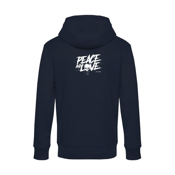 Peace-or-no-peace sweat shirt original Navy Blue flex Blanc impression Dos