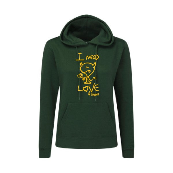 LOVER jaune Or |Sweat original à capuche Femme