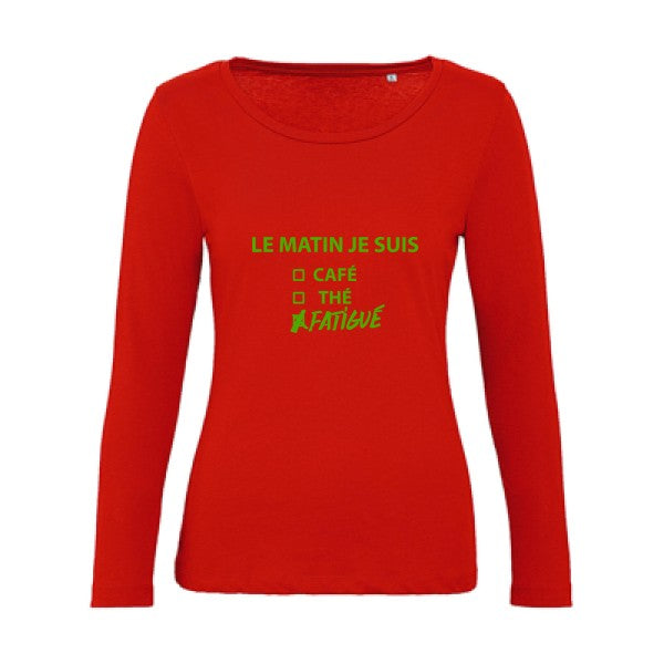 Le matin je suis... Vert pomme |   T shirt manches longues femme|100% bio