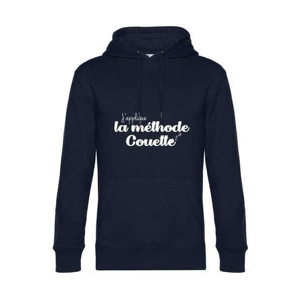 La-methode-Couette sweat shirt original Navy Blue flex Blanc impression Face