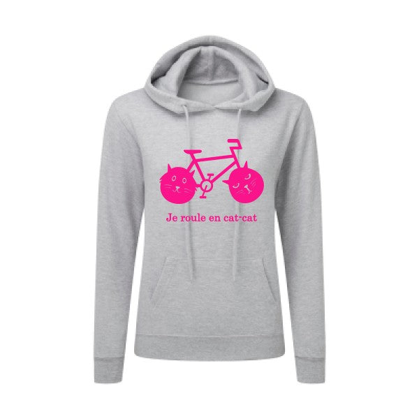 cat-cat bike Rose Fluo |Sweat original à capuche Femme