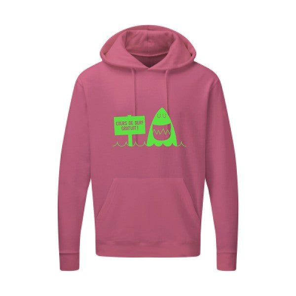 Cours de surf Vert fluo |Sweat capuche imprimé homme