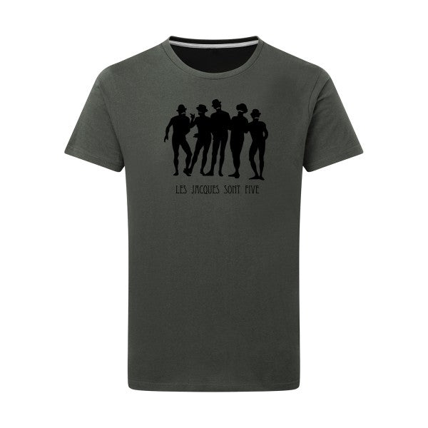 Les Jacques sont Five noir -Flex noir sur T-shirt SG  Charcoal  5XL