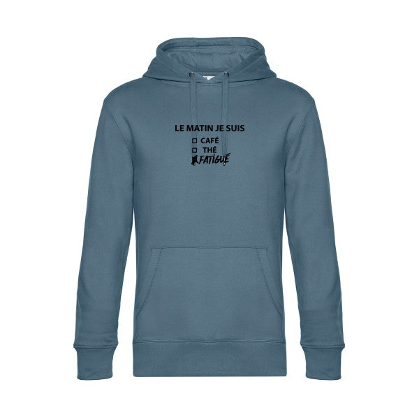 Le-matin-je-suis... sweat shirt original nordic blue flex Noir impression Face