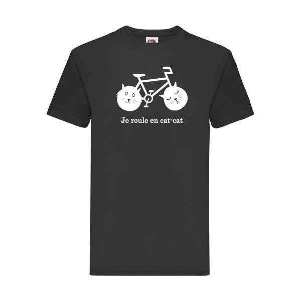 T-shirt|cat-cat bike |flex Blanc| Fruit of the loom 205 g 