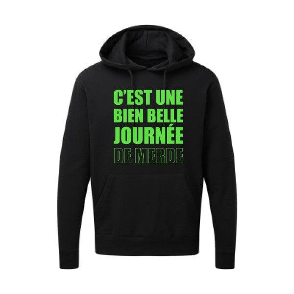 Journée de m... Vert fluo |Sweat capuche imprimé homme