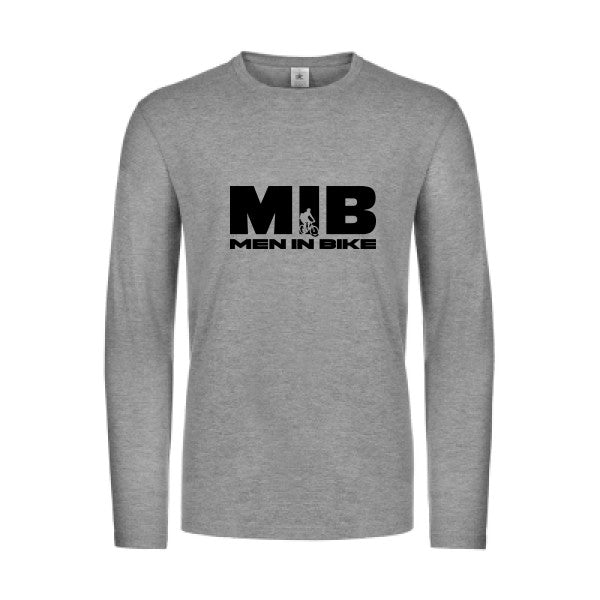 men in bike - t shirt- manches- longues- original- humour- Sport Grey impression Face