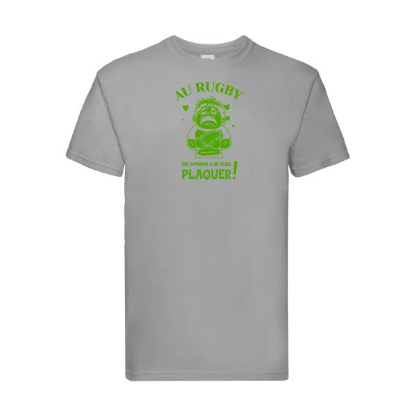 T-shirt|Au ru  G by, on apprend à se faire plaquer ! |Vert pomme|Fruit of the loom 205  G